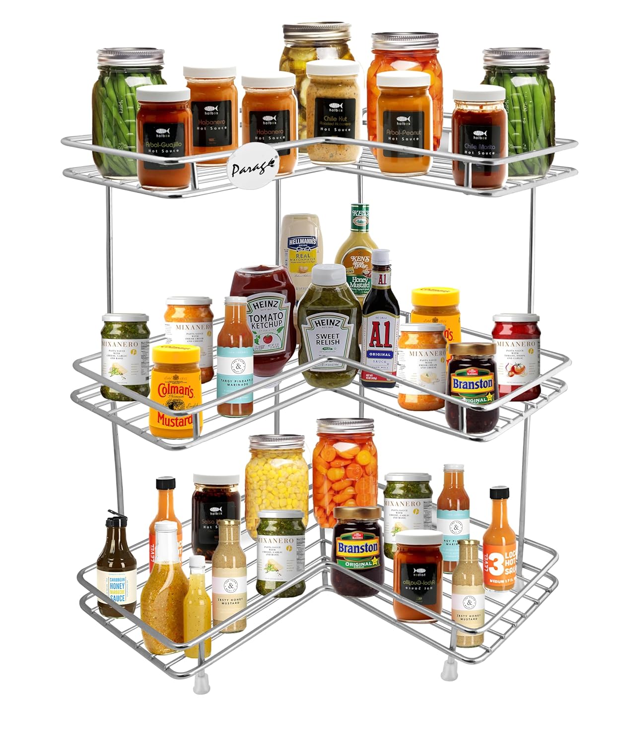 3 Tier Stainless Steel Corner Kitchen Rack | L Shape Storage Shelf Organizer CORNERL3 4