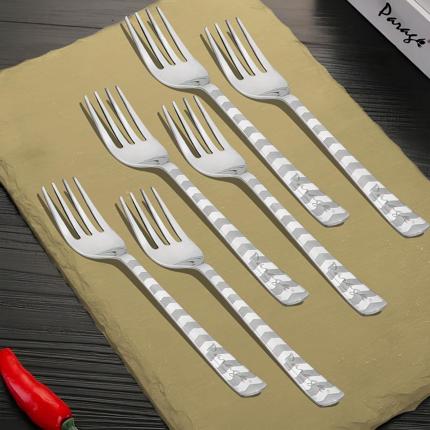 6 Pieces Stainless Steel Premium Dinner Forks Set - 16 cm Cutlery with Arrow Design6ARROWBF1 1