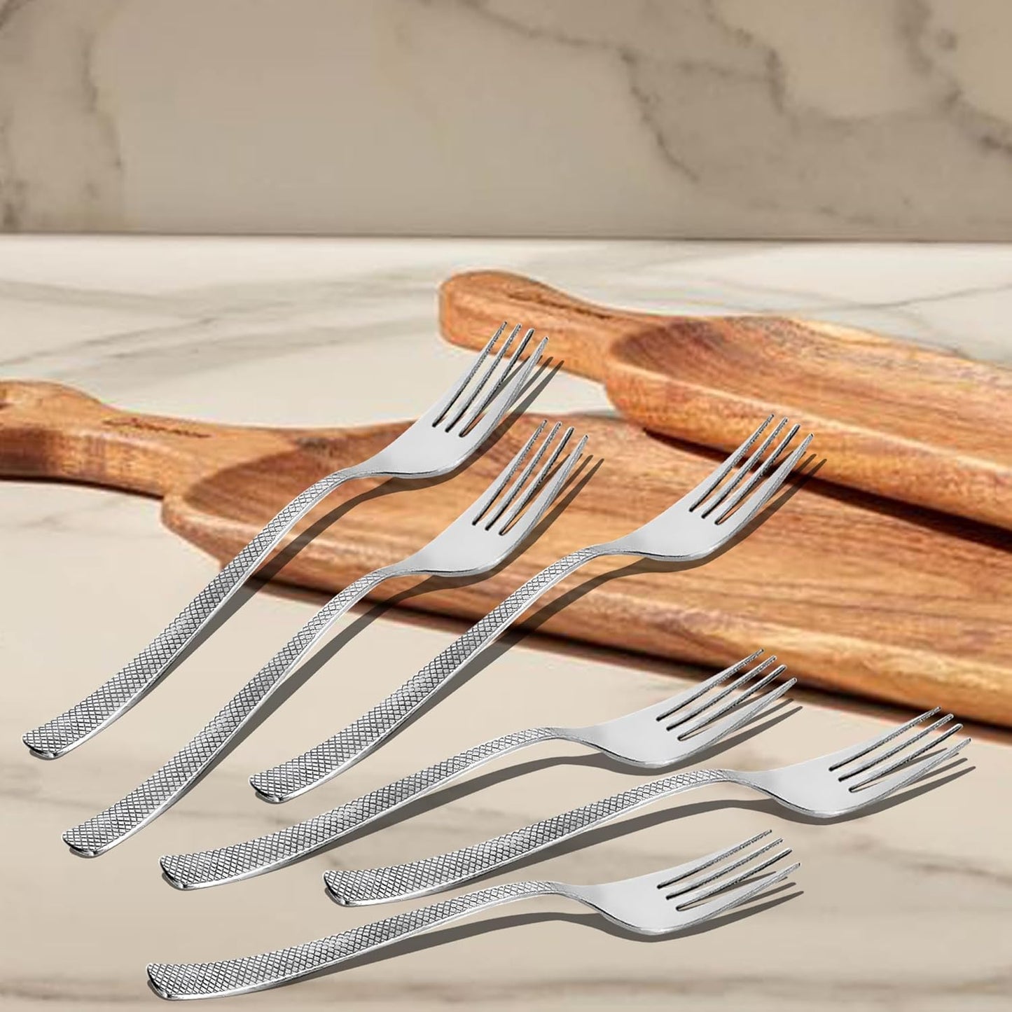6-Piece Stainless Steel Dinner Forks | 18cm Silver Zig Zag Design, Mirror Finish, Durable Cutlery Set for Home, Kitchen & RestaurantDF1112ZIG1 1