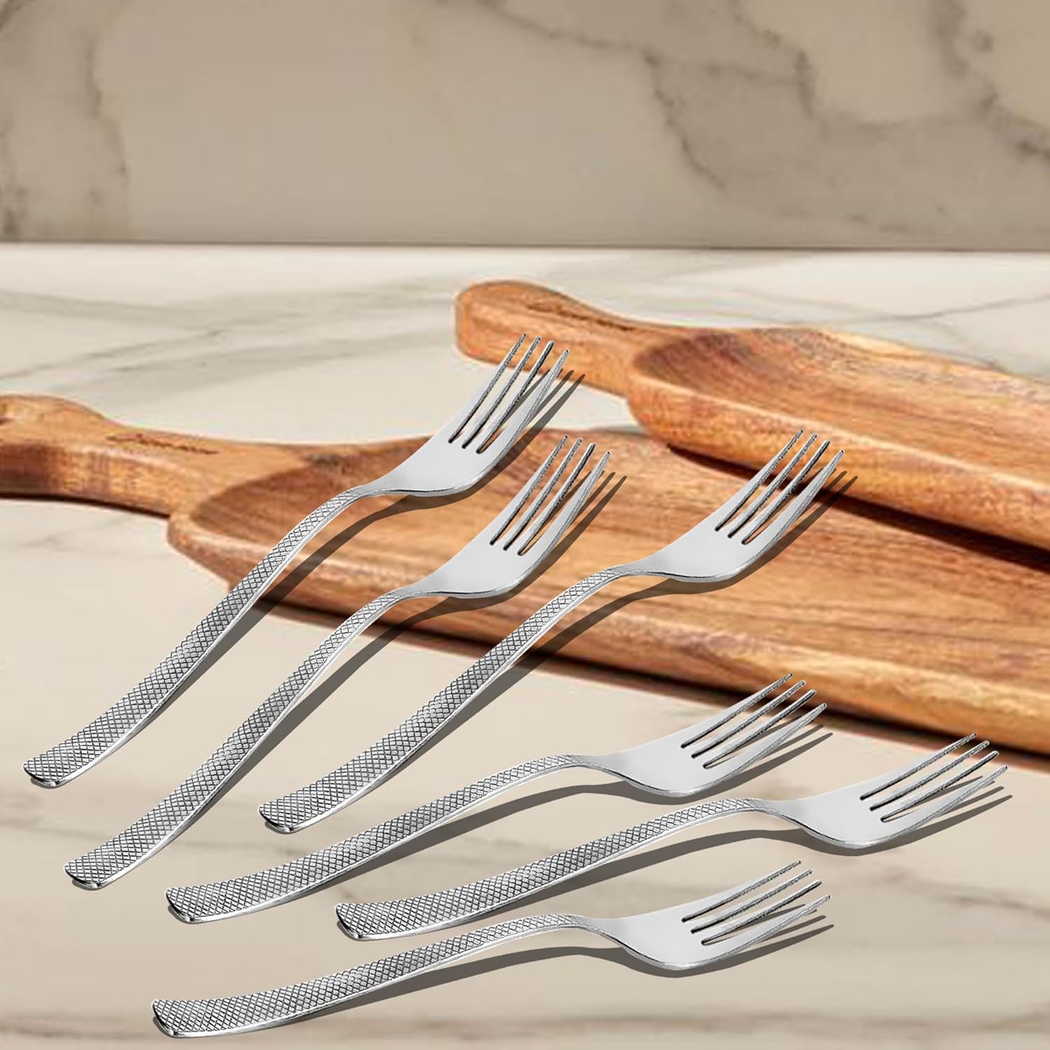 6-Piece Stainless Steel Dinner Forks | 18cm Silver Zig Zag Design, Mirror Finish, Durable Cutlery Set for Home, Kitchen & RestaurantDF1112ZIG1 1
