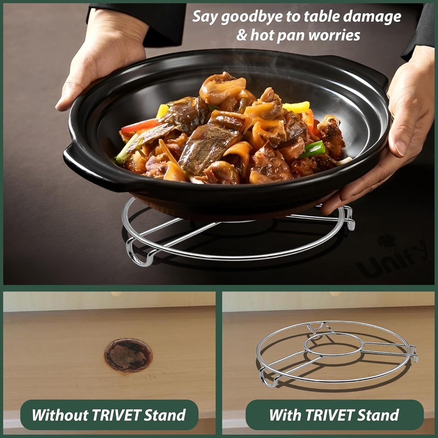 6-Piece Stainless Steel Trivet Set | Hot Pot Mat & Cooker Stand | Kitchen & Dining Use PO6RINGE6 5