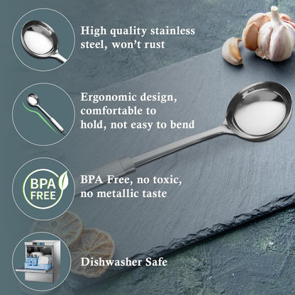 Stainless Steel Kitchen Ladle | 34.2cm Heavy-Duty Spoon for Cooking & Serving Gravies, Dal & Curries (Silver) 1DTPIPELADLE 4