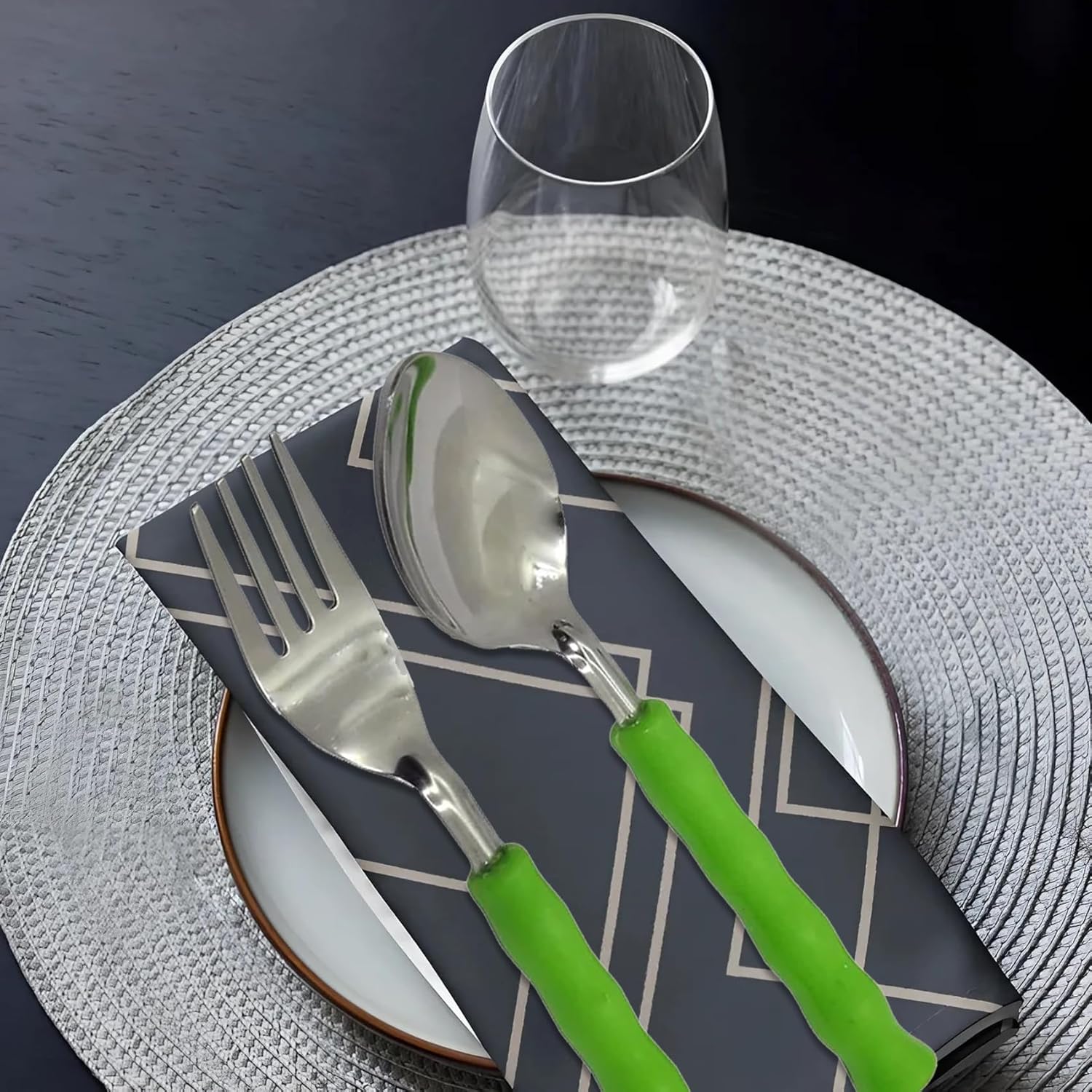25 Pcs Stainless Steel Cutlery Set with Stand & Storage Box for Kitchen | Green TREE1083PCG 4