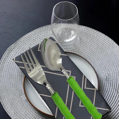 25 Pcs Stainless Steel Cutlery Set with Stand & Storage Box for Kitchen | Green TREE1083PCG 4