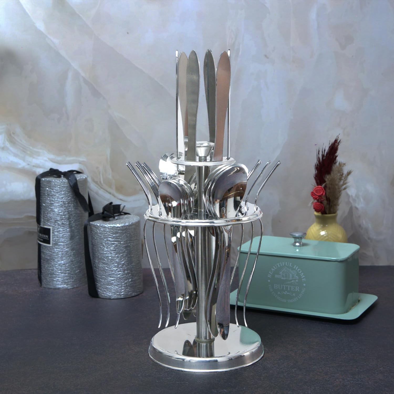 25 Pieces Jazz Premium Stainless Steel Cutlery Set - Spoons, Forks, Knives & StandJAZZ1002PARAG1 4