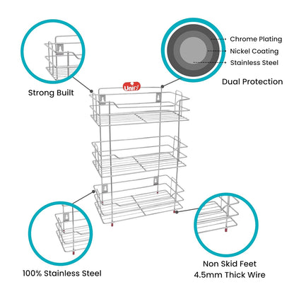 3 Tier Stainless Steel Kitchen Rack | Multipurpose Storage Shelf Silver SHELF18623 2