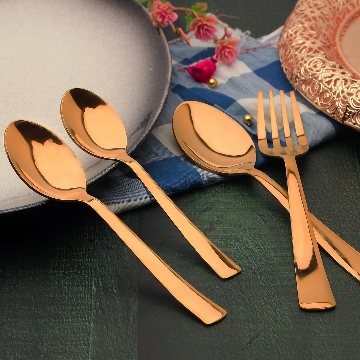 24pc Stainless Steel Rose Gold Cutlery | Gift Box | PVD Rose