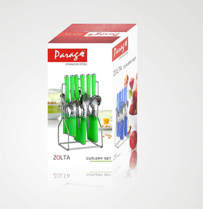 25 Pcs Stainless Steel Cutlery Set with Stand for Kitchen & Dining | Blue ZOLTAPARAGB 5