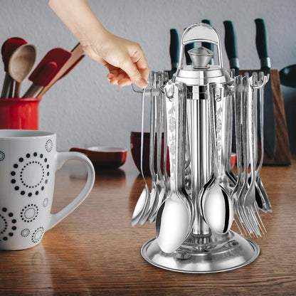 25 Pcs Stainless Steel Cutlery Set with Stand for Home & Kitchen | Silver Tableware SHAGUN1080PARAG 5