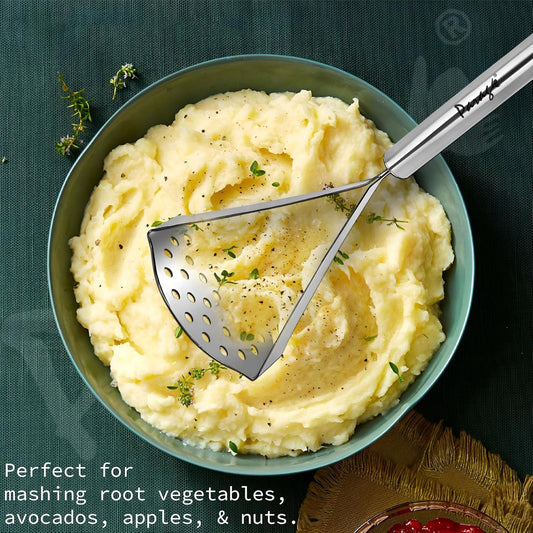 Stainless Steel Potato & Vegetable Masher | 24.5cm Kitchen Tool for Pav Bhaji, Home & Kitchen, Silver Finish