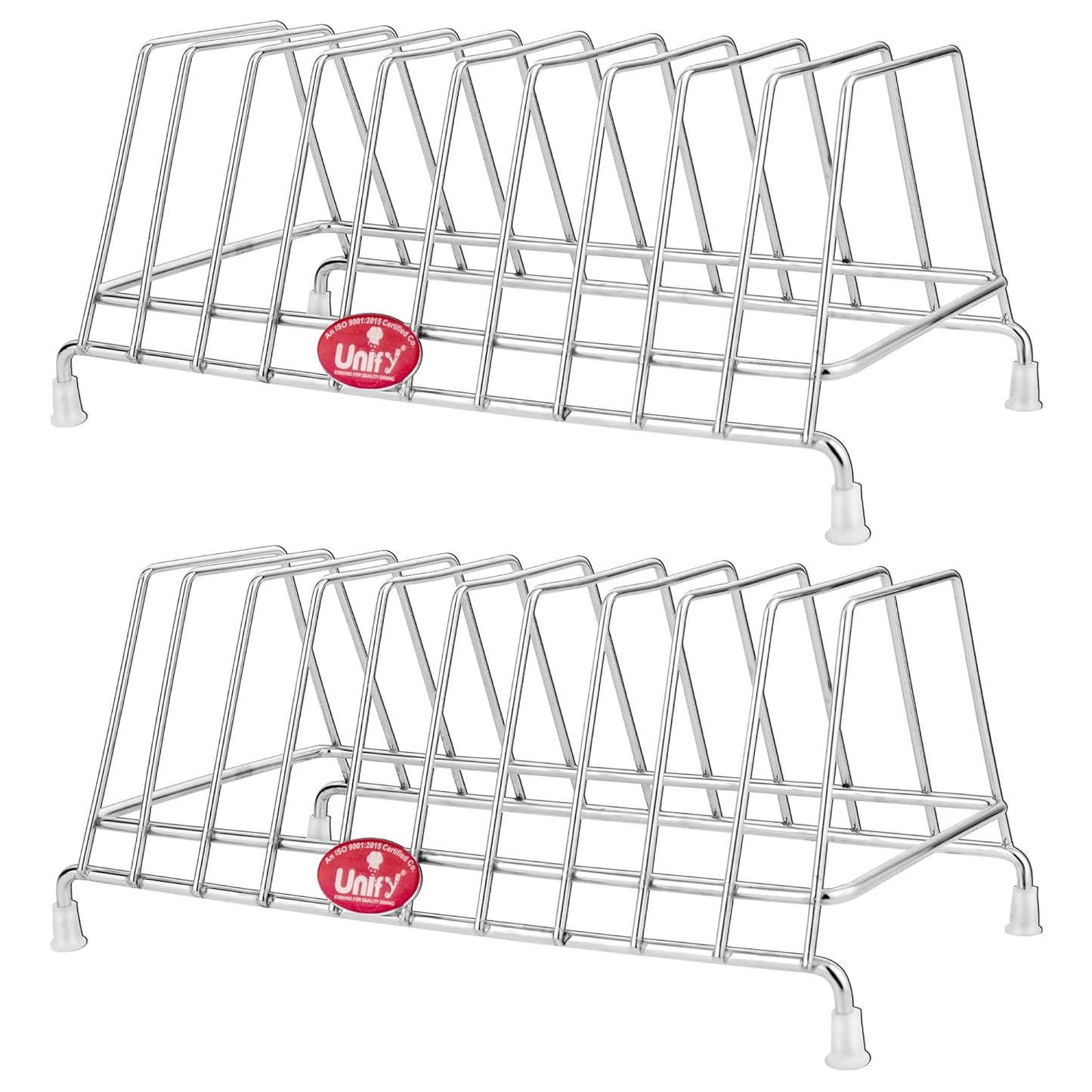 2 Pcs Stainless Steel Plate Rack & Lid Holder | Kitchen Utensil Stand (Silver) 2PLATESTAND10 3