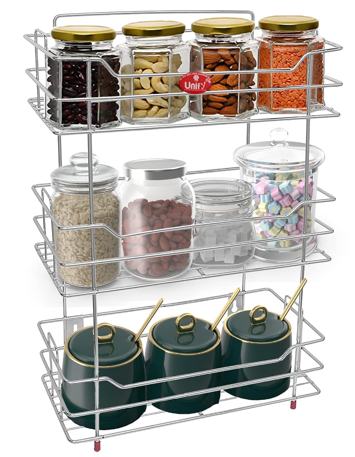 3 Tier Stainless Steel Kitchen Rack | Multipurpose Storage Shelf Silver SHELF18623 4