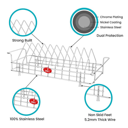 Stainless Steel Plate Rack - 10-Section Kitchen Utensil & Plate Stand, SilverTRIPLATESTAND101 3