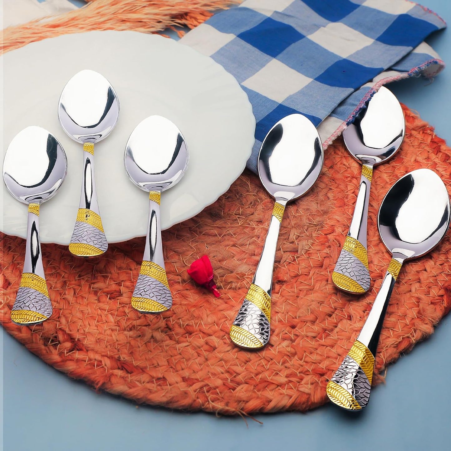 6-Piece Stainless Steel Table Spoon Set | 18cm Premium Large Spoons, Luxury Tableware & Gift (Silver), Imperial Design 6PPIMPLGOLDDS 1