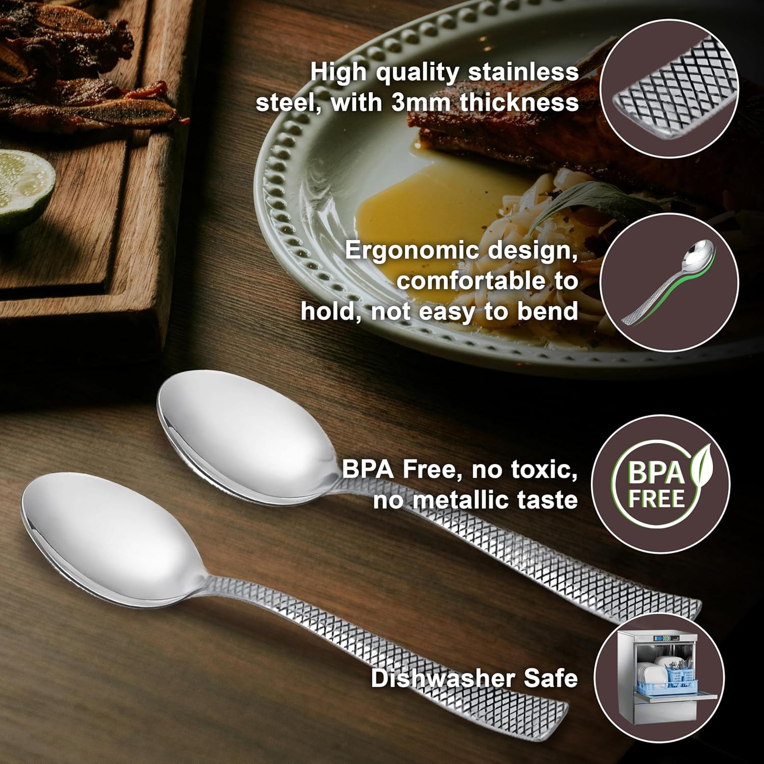 6 Pcs Stainless Steel Table Spoon Set with Zig Zag Design for Home & Kitchen DS1104ZIG 5