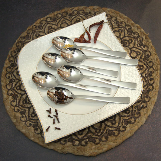 12-Piece Stainless Steel Dinner Spoon Set | Small Spoons for Home & Kitchen, Silver