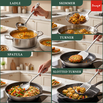 Kitchen Cooking Tool Set | 5 piece | Stainless Steel | Silver | Premium