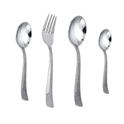 25 Pcs Premium Stainless Steel Cutlery Set with Stand for Home & Kitchen | Silver