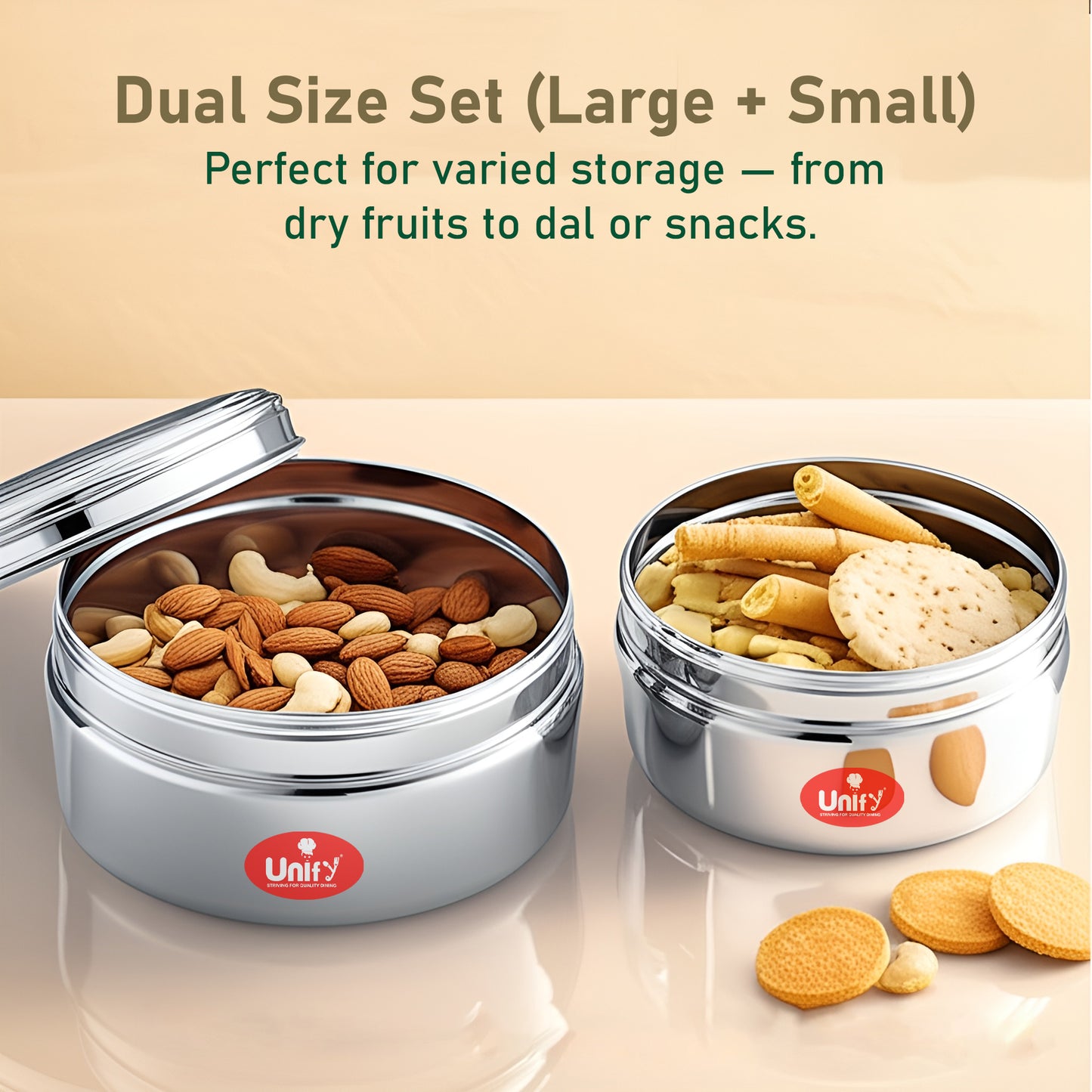 2pc Stainless Steel Storage Containers | 1L & 1.2L Airtight