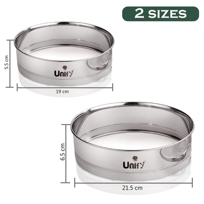 Stainless Steel Atta Chalni Set of 2 | Fine Mesh Flour Sieve for Baking & Kitchen | Durable Steel Flour Strainer for Atta, Maida, Besan | Rust Proof Kitchen Sifter (2 Strainer)