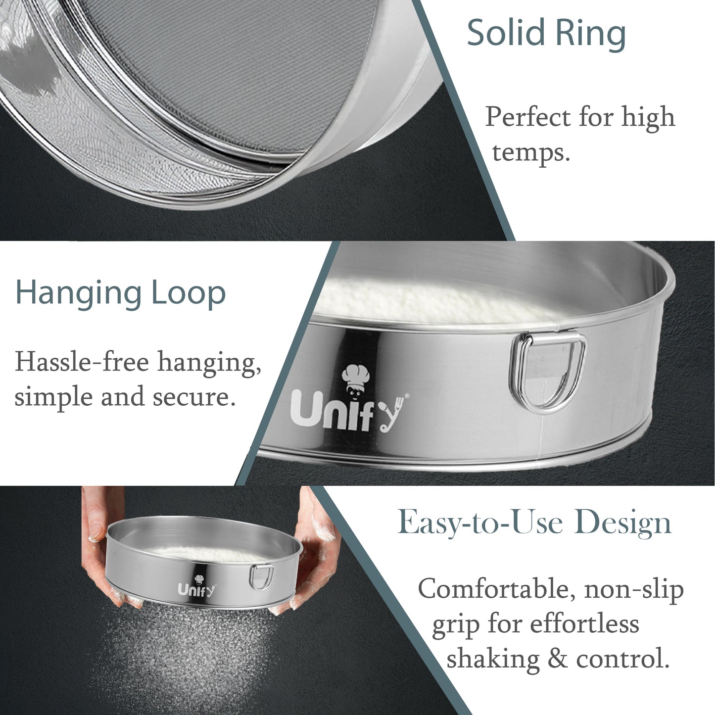 Stainless Steel Atta Chalni Set of 2 | Fine Mesh Flour Sieve for Baking & Kitchen | Durable Steel Flour Strainer for Atta, Maida, Besan | Rust Proof Kitchen Sifter (2 Strainer)