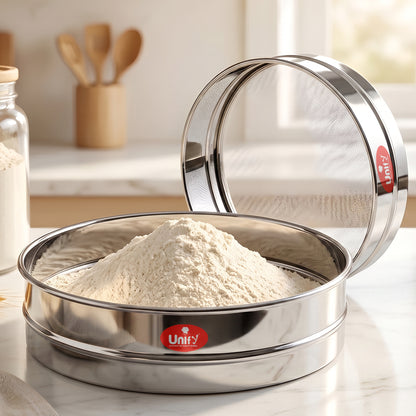 Strainer & Colander Stainless Steel Silver Aata Chalni – Parage