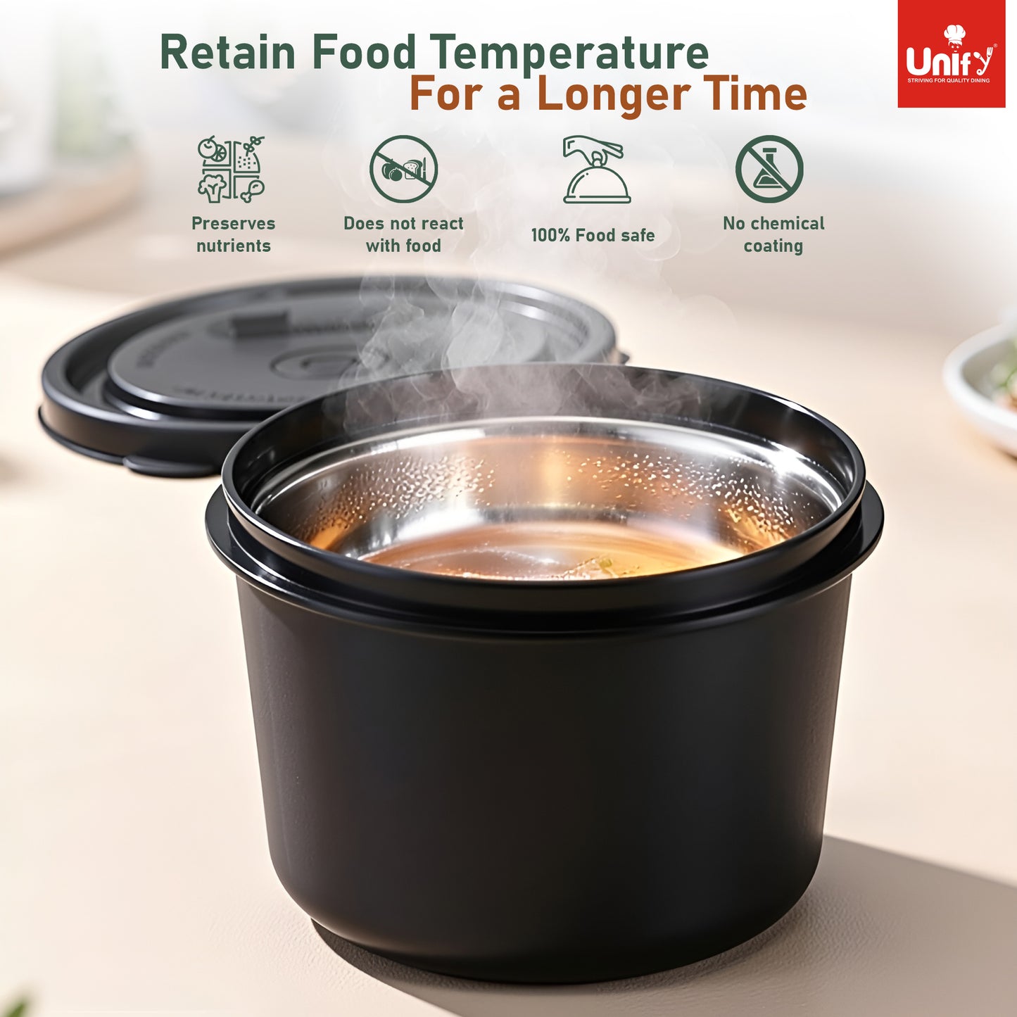 3 Pieces Stainless Steel Lunch Box | Microwave Safe Leak-Proof Food Storage Containers with Lids for Office, School, Kitchen (Black, Capacity - 600ml, 400ml, 250ml)