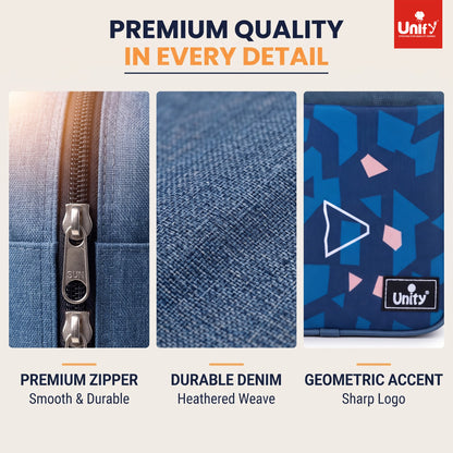Unify Insulated Lunch Bag Thermal Meal Carrier for Office School Travel Food Storage Cooler Case Men Women Reusable Box Zipper Closure Carry Handles Blue (5 LTR)