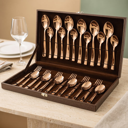 Cutlery Set | 24pc | Stainless Steel | Rose Gold | Premium