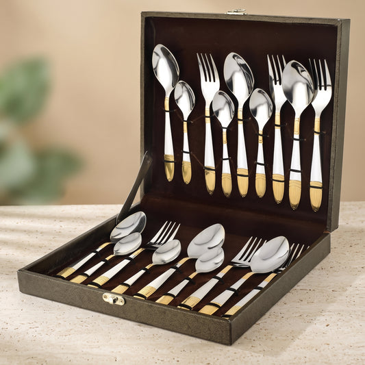 Cutlery Set | 18pc | Stainless Steel | Golden | Ivory