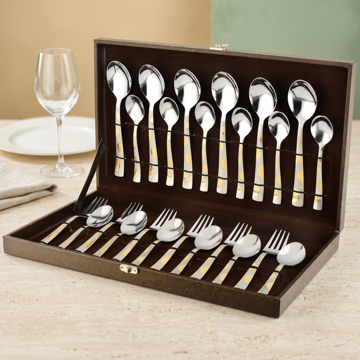 Cutlery Set | 24pc | Stainless Steel | Golden | Moonpress