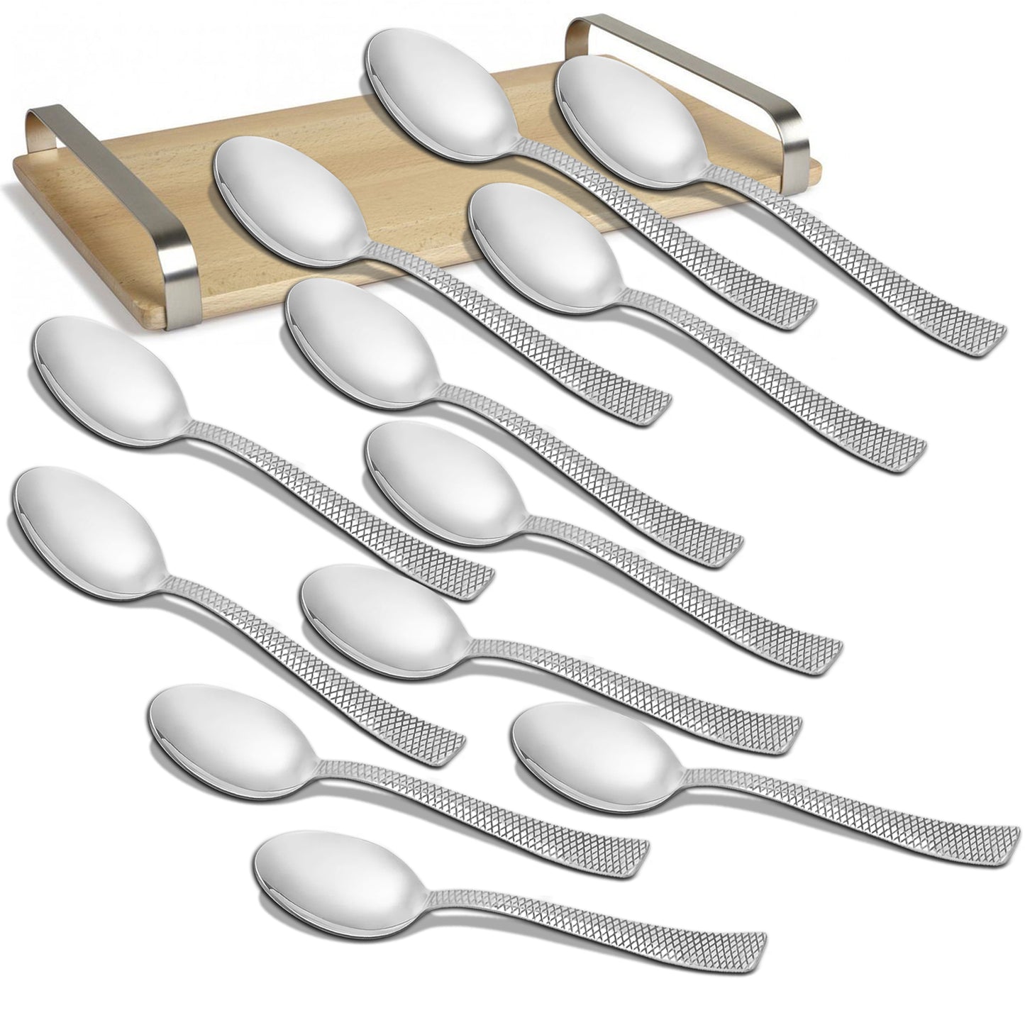 12 Pcs Stainless Steel Dinner Spoon Set with Zig Zag Design for Home & Kitchen