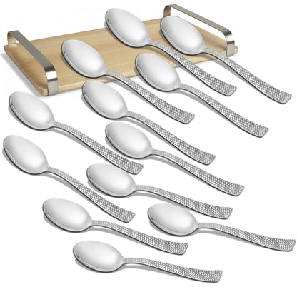 12 Pcs Stainless Steel Dinner Spoon Set with Zig Zag Design for Home & Kitchen