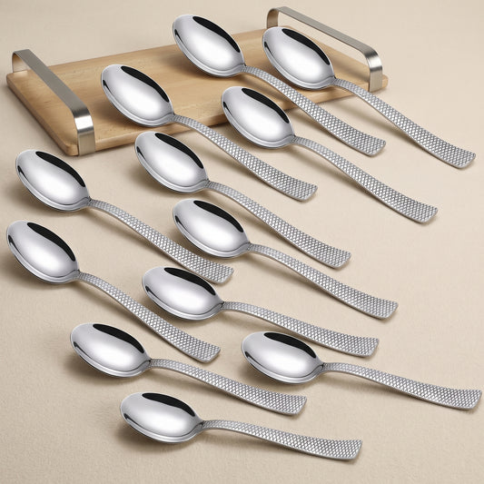 Dinner Spoon Set | 12 pcs | Stainless Steel | Silver | For Home & Kitchen
