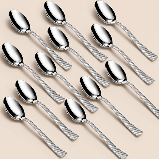 Dinner Spoon Set | 12 pcs | Stainless Steel | Silver | Mirror Finish