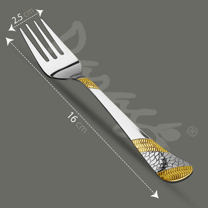 6-Piece Stainless Steel 24K Gold Dinner Forks | 16cm Premium Cutlery, Imperial Design, Luxury Tableware for Home & Kitchen