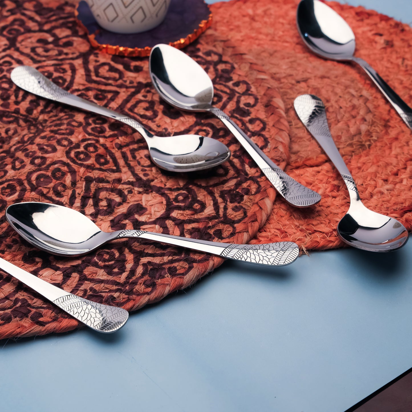 6-Piece Stainless Steel Dinner Spoon Set | 16cm Premium Spoons, Luxury Tableware & Housewarming Gift (Silver, Imperial Design)