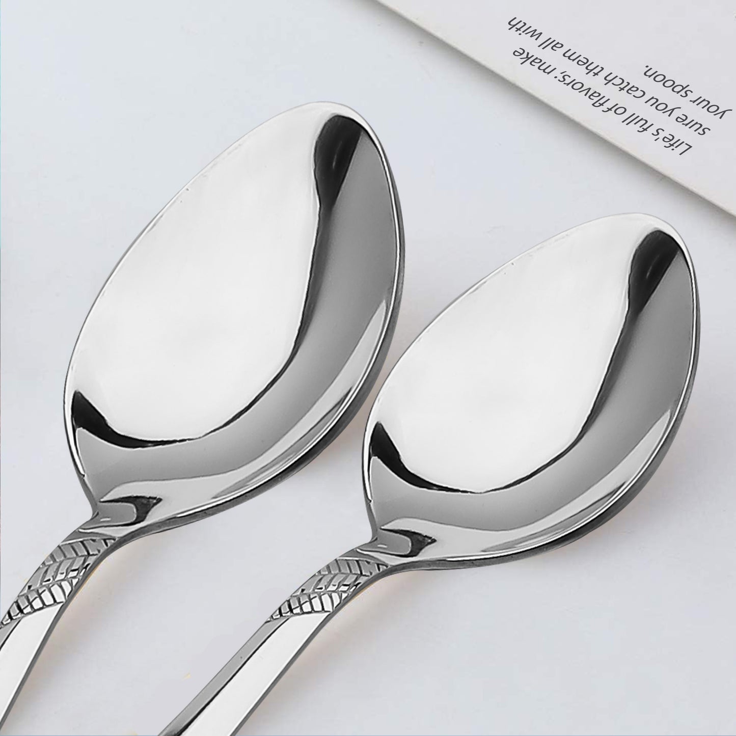 6-Piece Stainless Steel Dinner Spoon Set | 16cm Premium Spoons, Luxury Tableware & Housewarming Gift (Silver, Imperial Design)