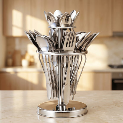 Cutlery Set | 25pc | Stainless Steel | Silver | Blossom