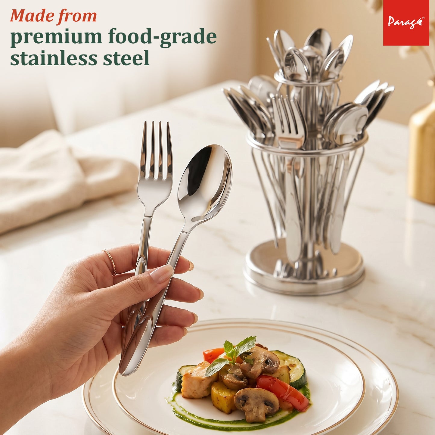 Cutlery Set | 25pc | Stainless Steel | Silver | Blossom
