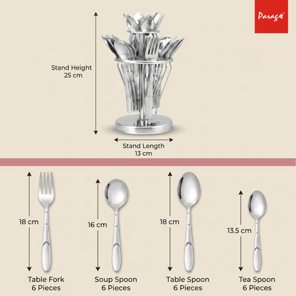 Cutlery Set | 25pc | Stainless Steel | Silver | Blossom