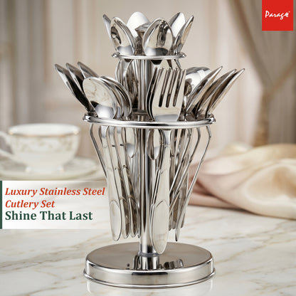 Cutlery Set | 25pc | Stainless Steel | Silver | Blossom