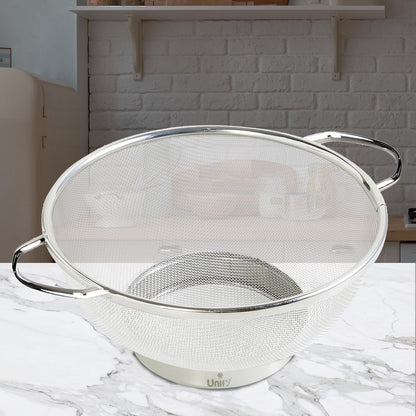 Stainless Steel Multipurpose Colander Basket | 25cm Strainer & Drainer Bowl with Handle - Ideal for Washing Rice, Fruits, Vegetables & Grains