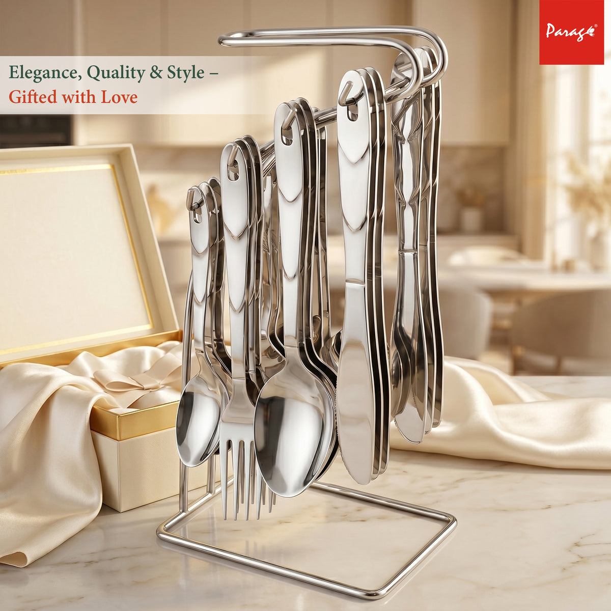 Cutlery Set 25 pcs Stainless Steel Silver Creta – Parage