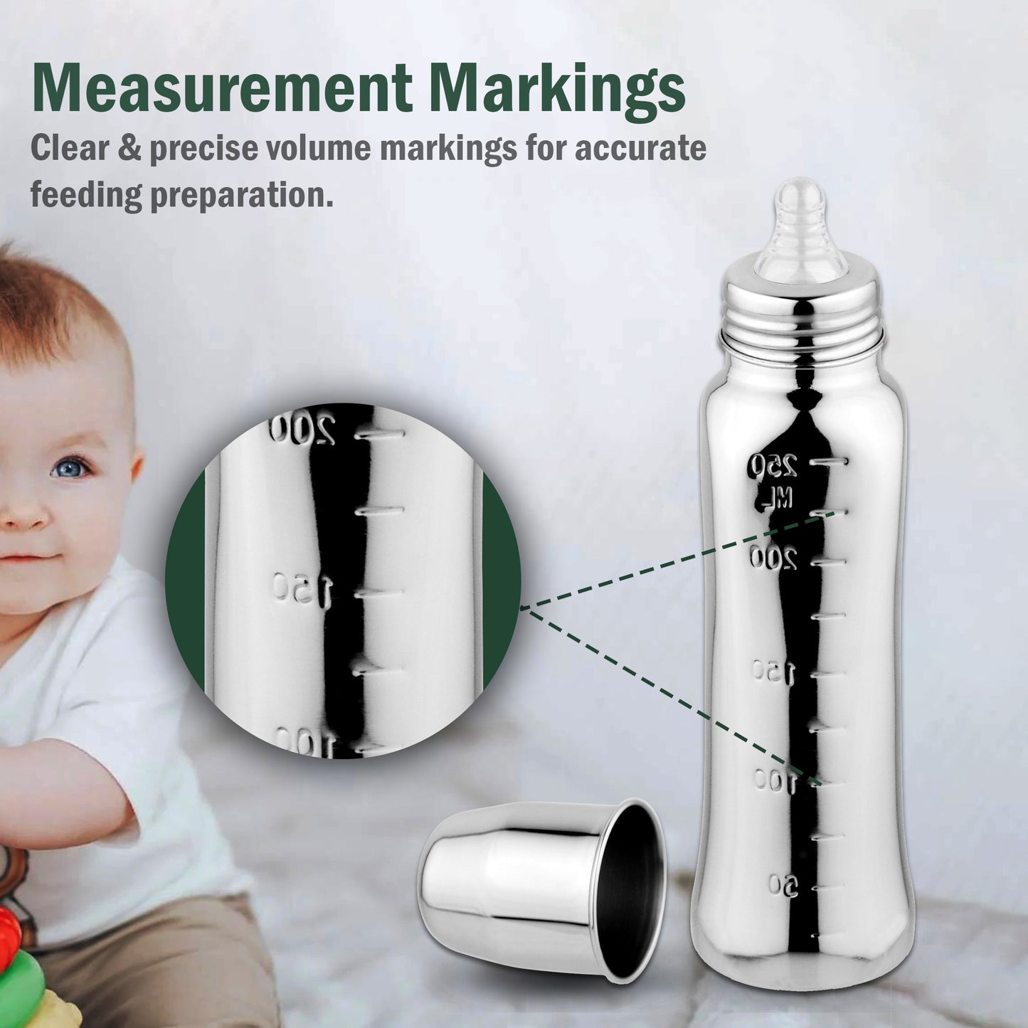Stainless Steel Baby Feeding Bottle | 250ml BPA Free