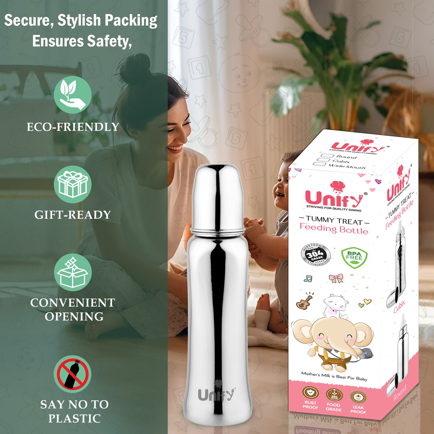 Stainless Steel Baby Feeding Bottle | 250ml BPA Free