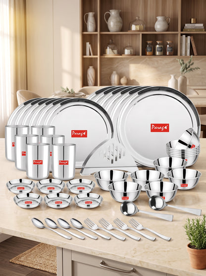 Dinner Set | 51pc | Stainless Steel | Silver | Heavy Gauge