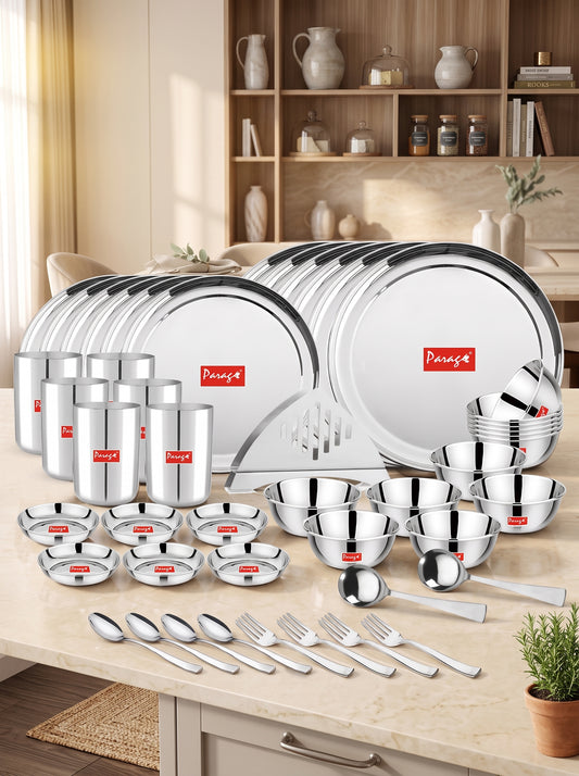 Dinner Set | 51pc | Stainless Steel | Silver | Heavy Gauge