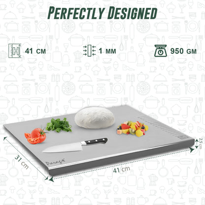 Stainless Steel Countertop Chopping Board - L-Shape 41x31 cm, Heavy Duty, Rust-Free, Kitchen & Professional Use