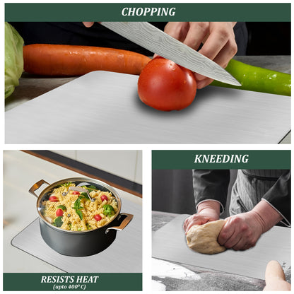 Stainless Steel Countertop Chopping Board - L-Shape, Medium 35.5x31 cm, Heavy Duty